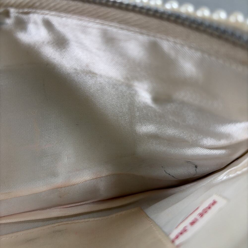 1960's Ivory & Grey Beaded Pearl Clutch Evening Hand Bag Purse Japan Vintage - Picture 9 of 13